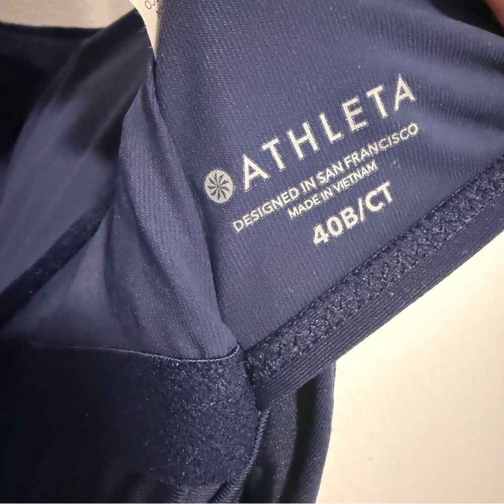 Athleta Square Neck Bra Cup Underwire Tankini Top Navy Blue 40 B/C Tall - Picture 8 of 9